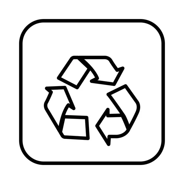 Monochroom contour plein met recycling pictogram — Stockvector