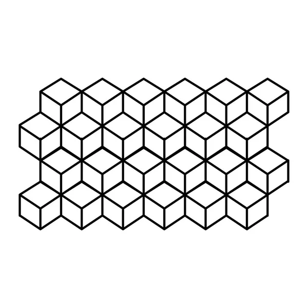 Línea de contorno monocromo con patrón hexágono — Vector de stock