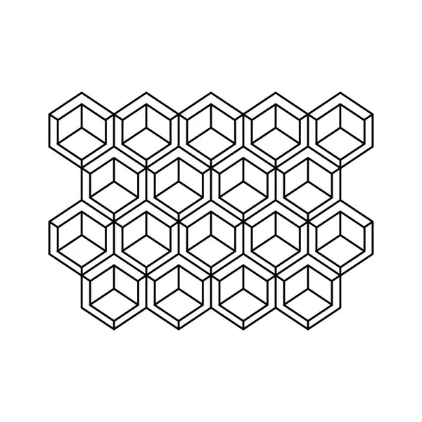 Monochrome contour with abstract hexagon pattern — Stock Vector