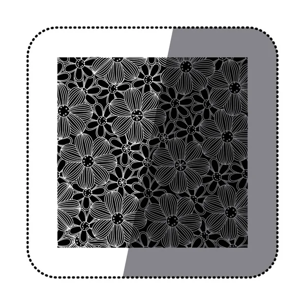 Etiket siyah arka plan ile beyaz kontur çiçek koymak — Stok Vektör