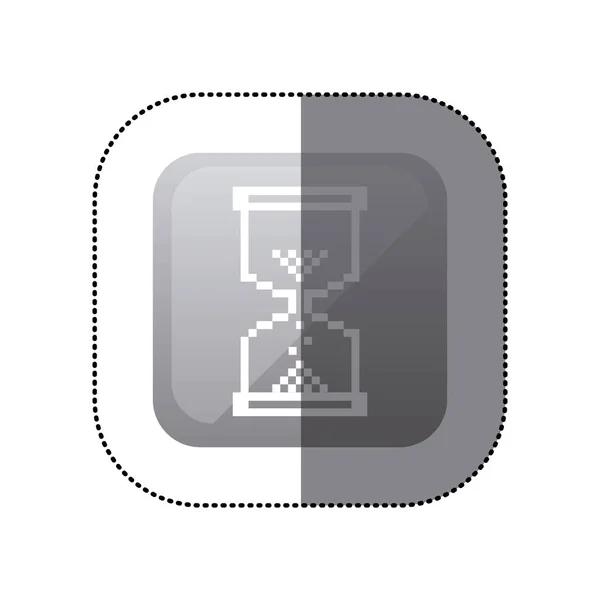 Aufkleber Graustufen-Quadrat mit Sanduhr-Symbol — Stockvektor
