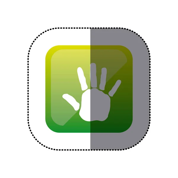 Nálepka barevná čtvercové ikonou otisky rukou — Stockový vektor