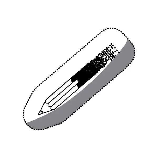 Наклейка черный контурный карандаш с пиксельной части — стоковый вектор