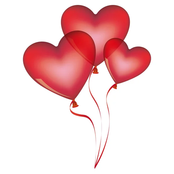 Ballons rouges mis en forme de coeur design — Image vectorielle