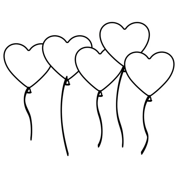 Siluet grup romantik balonları dekoratif tasarım — Stok Vektör