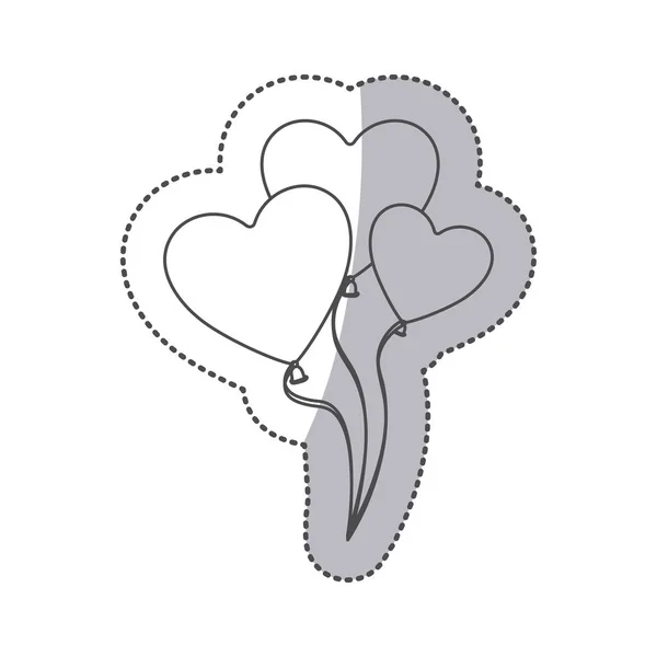 스티커 실루엣 풍선 심장 모양 디자인 설정 — 스톡 벡터