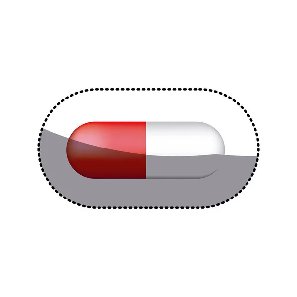 Sticker colored pills medical in capsules shape — Stock Vector