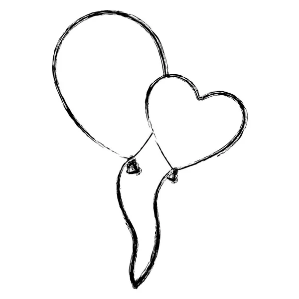 Θολή σιλουέτα ζευγάρι μπαλόνια πετώντας ρομαντική γιορτή του χρόνου — Διανυσματικό Αρχείο