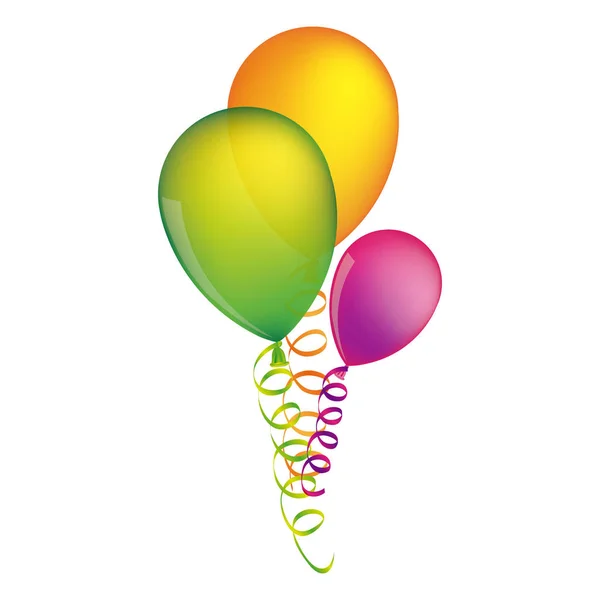Bunte Luftballons mit Serpentinenmuster — Stockvektor