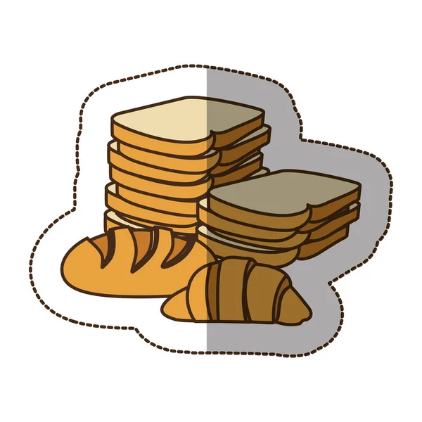 Color various types of bread icon — Stock Vector