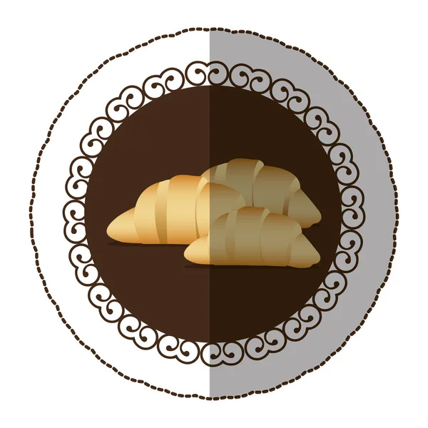 Ícone de pão croissant cor emblema — Vetor de Stock