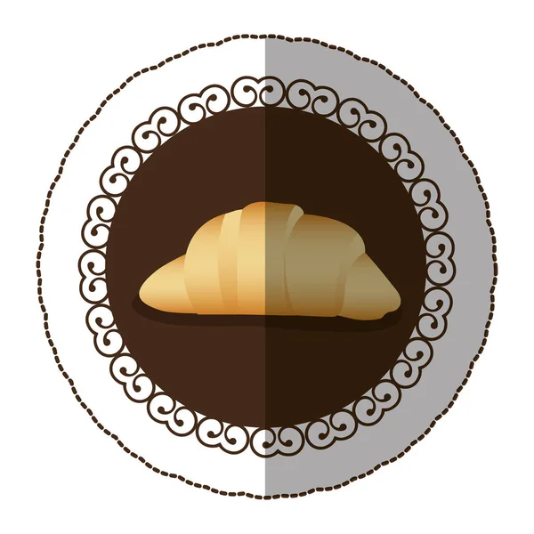 Ícone de pão croissant cor emblema — Vetor de Stock
