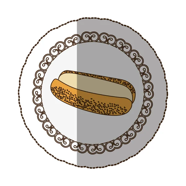 Ícone de pão de cachorro-quente emblema — Vetor de Stock