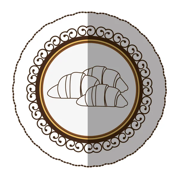 Emblema silhouette croissant icona del pane — Vettoriale Stock