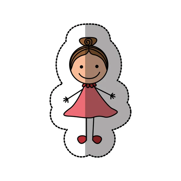 Щаслива дівчина з бантом у значку голови — стоковий вектор