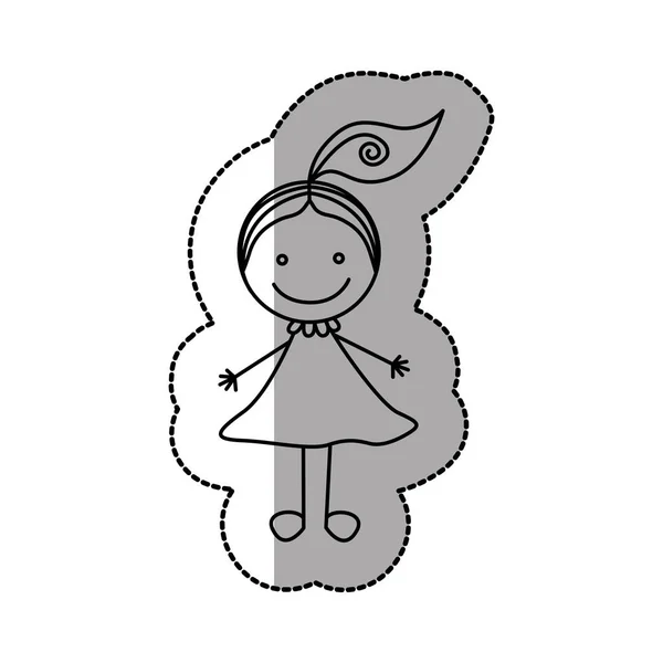 Figura chica feliz con un icono de la cola — Archivo Imágenes Vectoriales