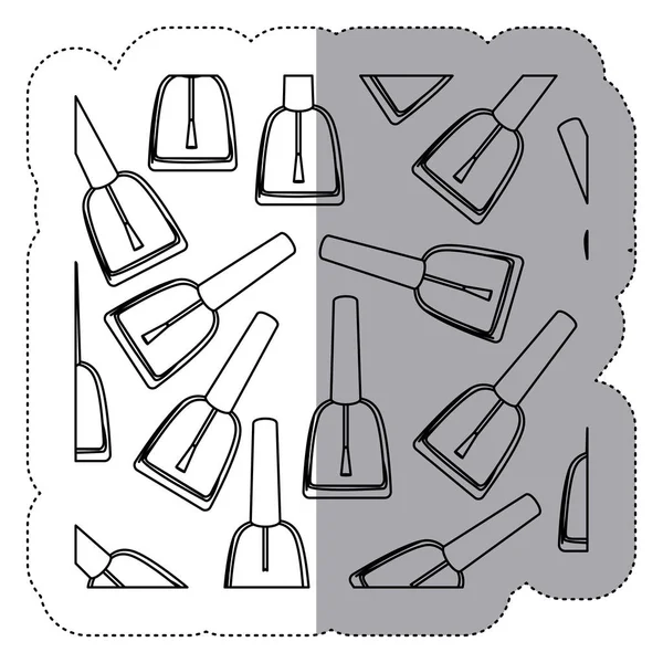 Etiqueta engomada silueta monocroma con patrón de esmalte de uñas — Vector de stock