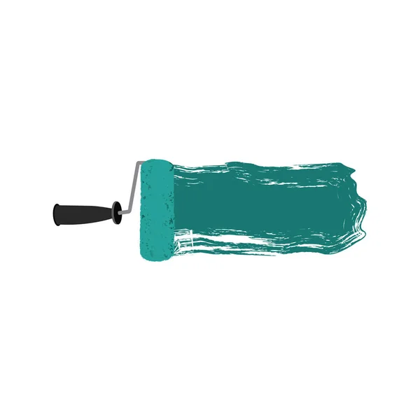 Sagoma colorata di rullo di vernice con acquamarina vernice — Vettoriale Stock