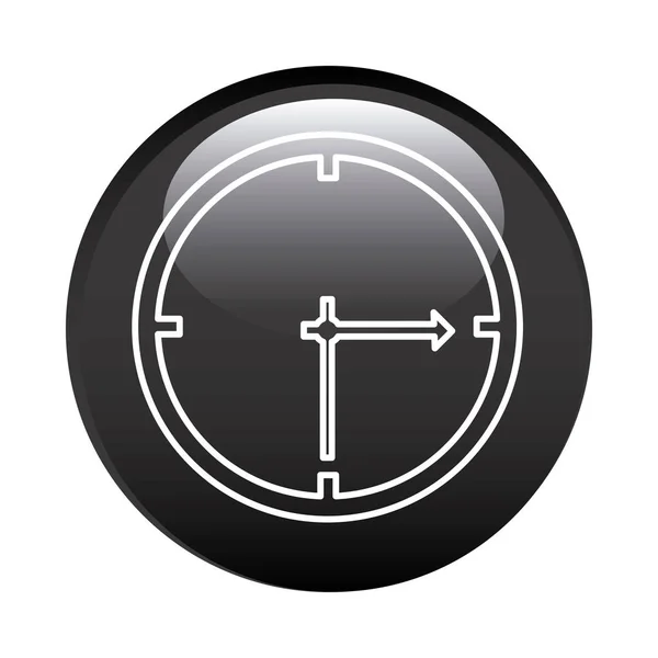 Zwarte circulaire frame met pictogram van de klok van de muur — Stockvector