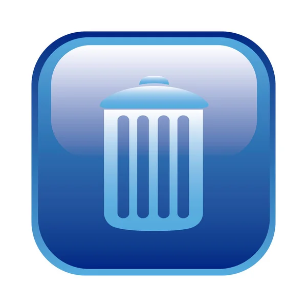 Cadre carré bleu avec icône conteneur poubelle — Image vectorielle