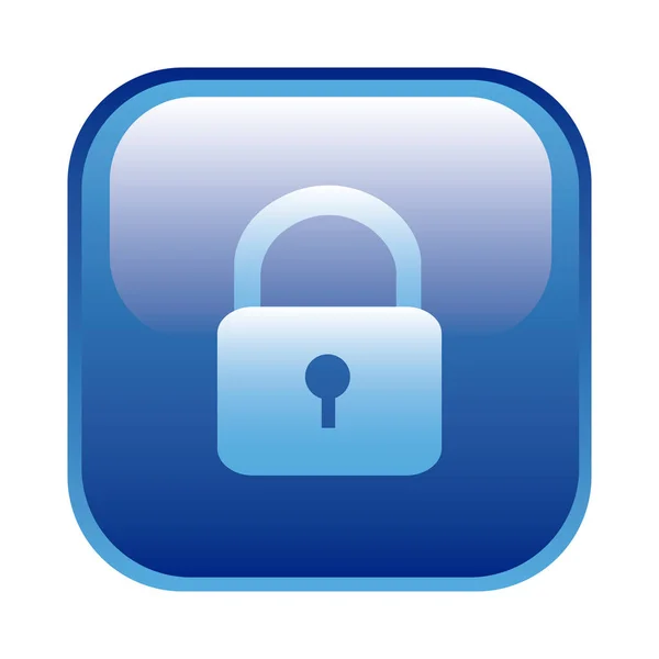 Cornice quadrata blu con icona lucchetto — Vettoriale Stock
