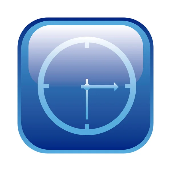 Kék négyzet alakú keret fali óra ikon — Stock Vector
