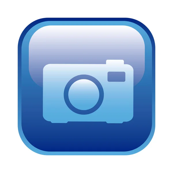 Cornice quadrata blu con icona della fotocamera analogica — Vettoriale Stock