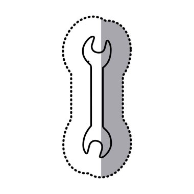 İngiliz anahtarı aracın tek renkli kontur etiket