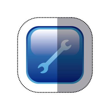 İngiliz anahtarı aracı simgesini ile etiket mavi kare çerçeve