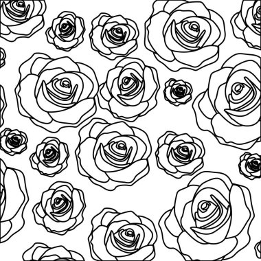 silhouette pattern bud roses floral design