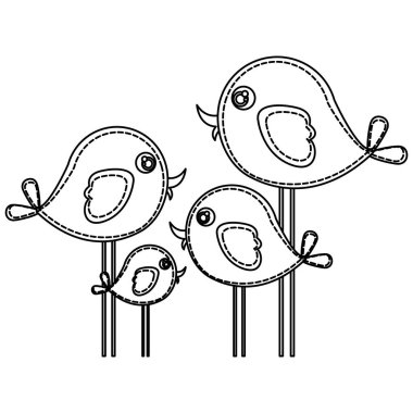 siluet sevimli çizgi kuşlar Icon set