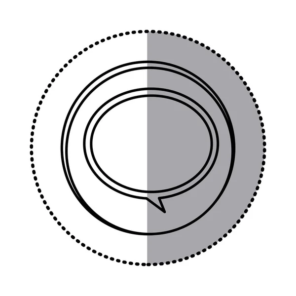 Monochroom contour met cirkel sticker van toespraak bubble pictogram — Stockvector