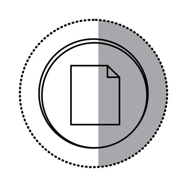 Монохромный контур с круговой наклейкой на бумажном листе — стоковый вектор