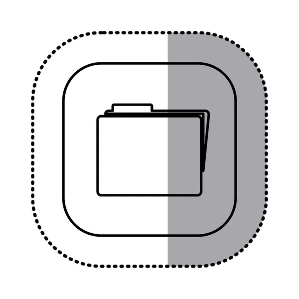 Monochromatický obrys čtvercová nálepka ikony složky — Stockový vektor