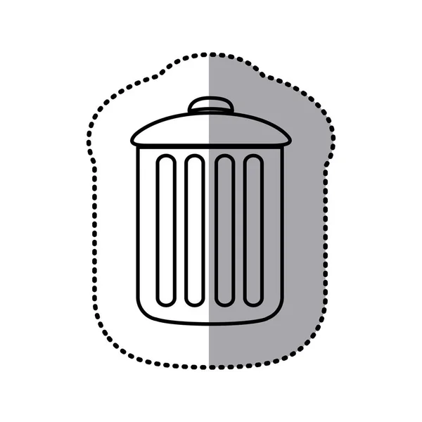 Adesivo de contorno monocromático do ícone do recipiente de lixo — Vetor de Stock