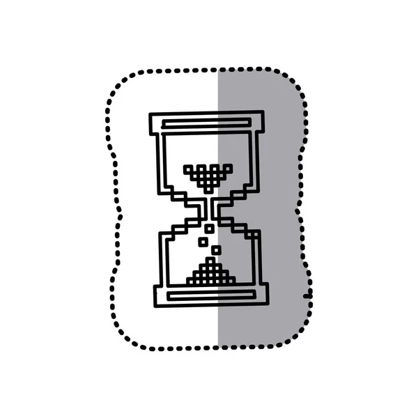 Monochrome contour sticker with hourglass — Stock Vector
