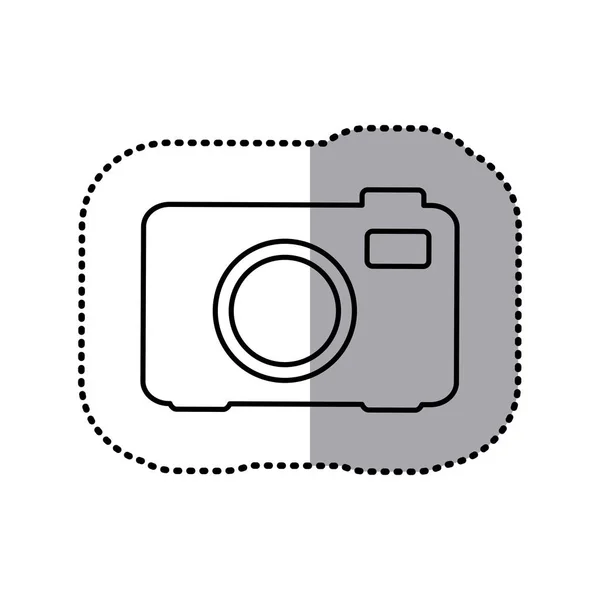 Analog kamera tek renkli kontur etiket — Stok Vektör