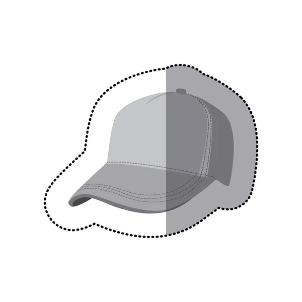 Pegatina silueta escala de grises con gorra de béisbol — Vector de stock