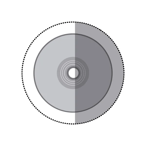 Etiket gri tonlamalı siluet kompakt disk ile — Stok Vektör