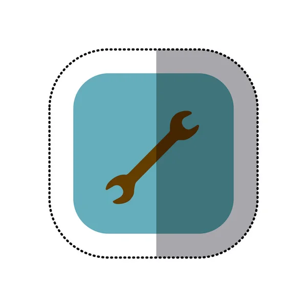 Cor do adesivo quadrado com ícone de ferramenta de chave inglesa — Vetor de Stock