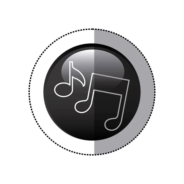 Sticker black circular frame with musical notes — Stock Vector