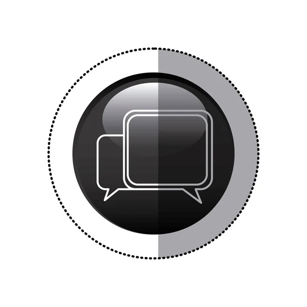 Adesivo quadro circular preto com ícone de fala — Vetor de Stock
