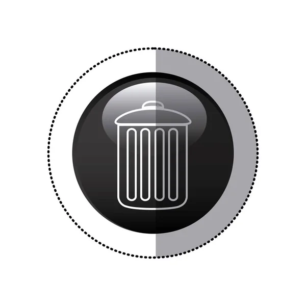 Aufkleber schwarzer kreisförmiger Rahmen mit Müllcontainersymbol — Stockvektor