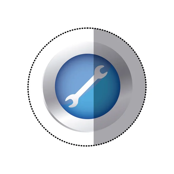 Etiqueta cor emblema circular com chave ferramenta ícone — Vetor de Stock