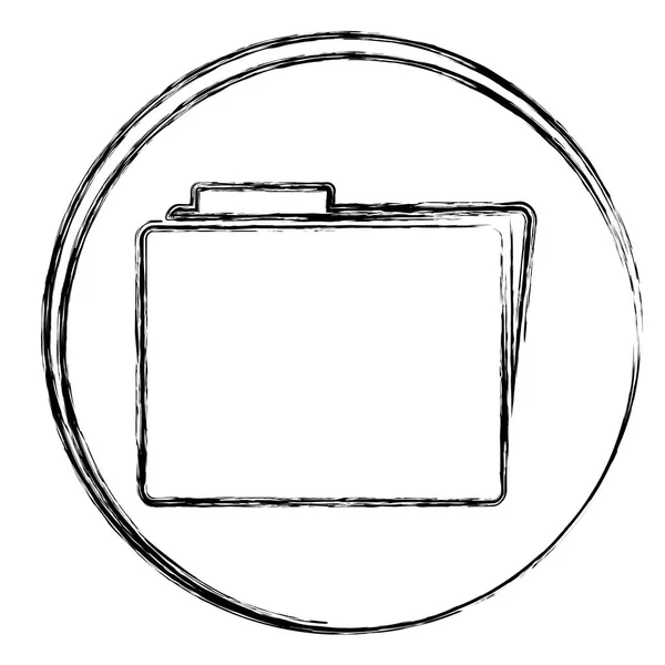 Verschwommene Silhouette kreisförmiger Rahmen mit Dateisymbol — Stockvektor