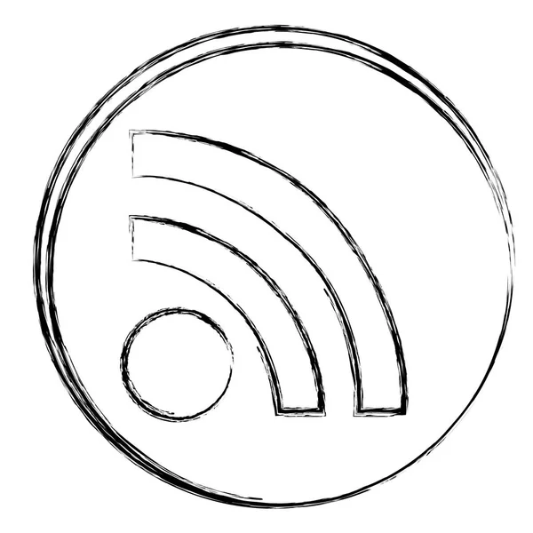 Размытая силуэт круглая рамка с иконкой wifi — стоковый вектор