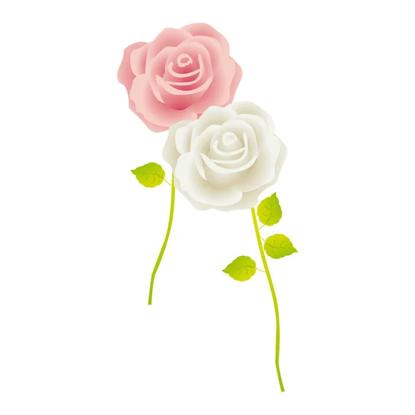 Färgglada rosor med stam och blad blommönster — Stock vektor