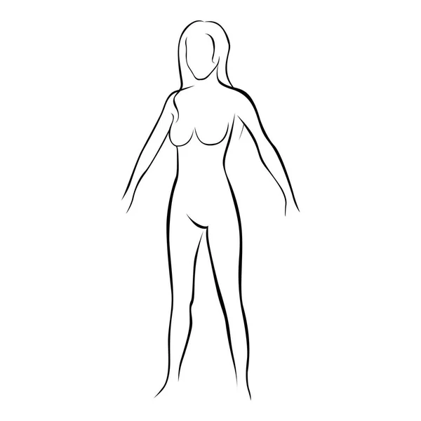 Icono de contorno del cuerpo estilizado femenino — Vector de stock