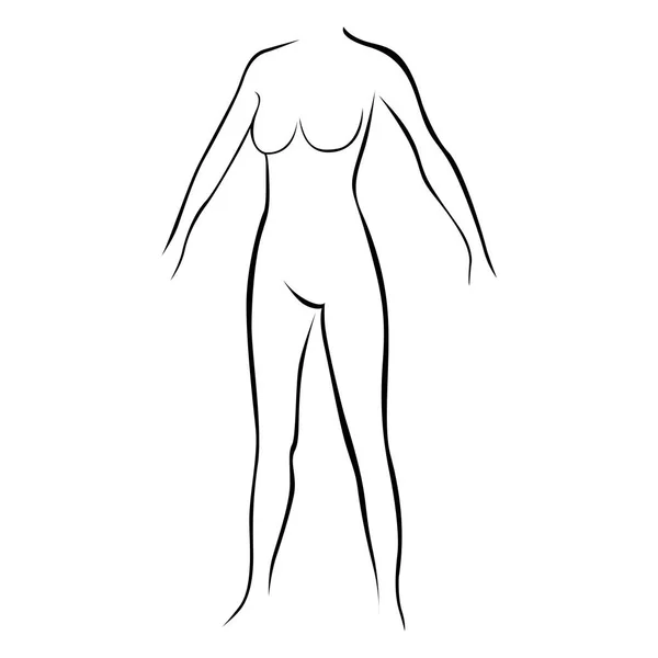 Perempuan bergaya kontur tubuh tanpa ikon ekstremitas - Stok Vektor