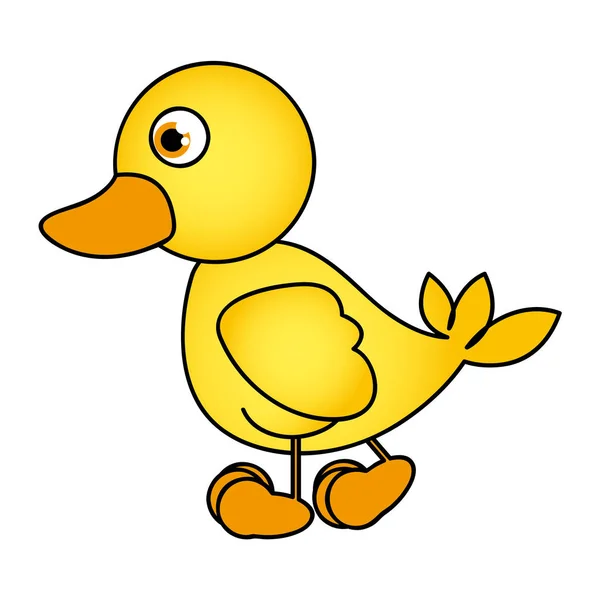 Caricatura amarillo pato vista lateral animal icono — Vector de stock